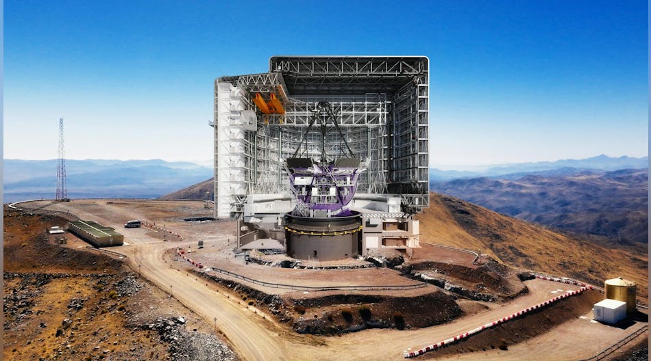 A rendering of the Giant Magellan Telescope enclosure and mount at Las Campanas Observatory in Chile